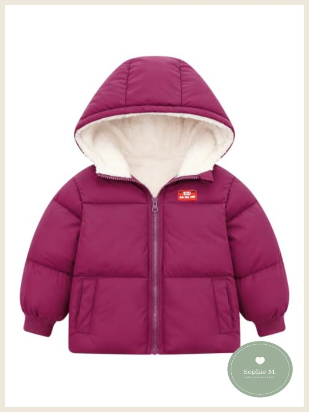 Kids Hooded Puffer Jacket Fleece Lined Winter Coat 12M-5T